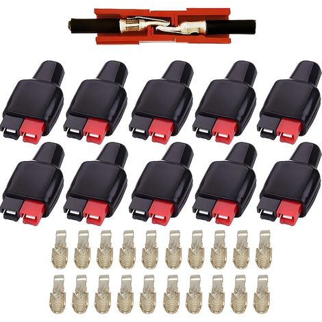 10 paires (10 Noir + 10 Rouge) 45 Amp + 20 Plaqué argent contacts en cuivre pour Anderson Powerpole Quick Disconnect Power Bornes Connecteurs (1/5)