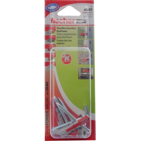 BLISTER 4 CHEVILLES+POINTES DUOPOWER Ø8X40MM 535001 FISCHER (1/5)