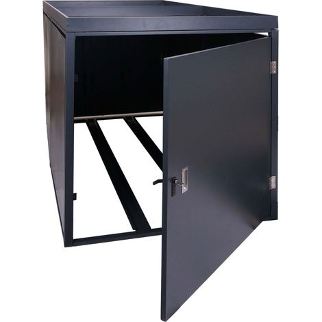 Garage armadio per 2 biciclette con serratura e fioriera HHG-982b ferro acciaio zincato 125x113x208cm antracite