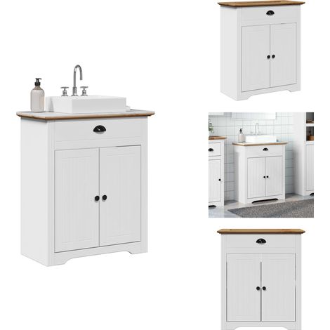 Armoire de lavabo de salle de bain BODO blanc marron 70x35x80cm - Armoire Lavabo De Salle De Bain - Armoires Lavabo De Salle De Bain - Meuble De Lavabo De Salle De Bain - Armoire De Lavabo De Salle De (1/5)