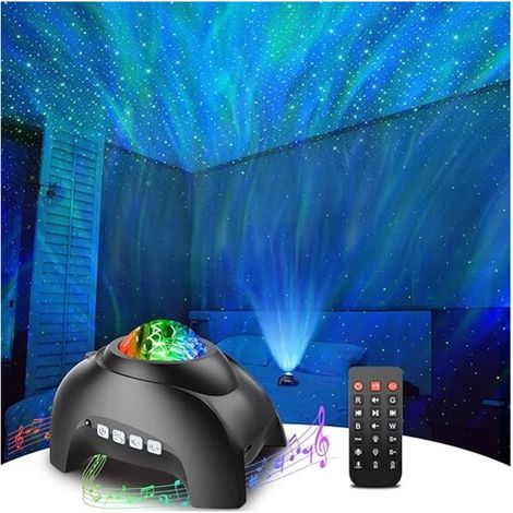 Filiyano – Projecteur de chevet, enceinte Bluetooth et projecteur Aurora avec bruit blanc, salle de jeux pour enfants et adultes, home cinéma (1/5)