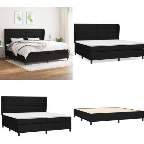 Boxspringbett mit Matratze Schwarz 200x200 cm Stoff - Boxspringbett - Doppelbett - Bettenrahmen - Schlafsystem - Massivholzbette - Home & Living