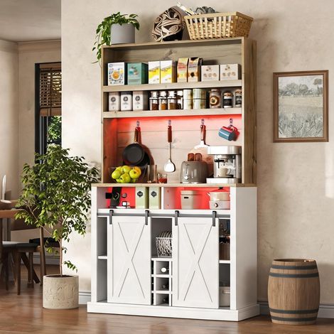 Buffet coloris natural blanc en MDF 110 x 40 x 191 cm (1/5)