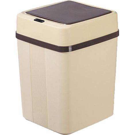 Poubelle intelligente 12L à capteur automatique, ouverture sans contact, style minimaliste pour cuisine, couleur kaki, alimentation par piles (1/5)