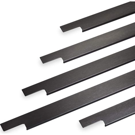 Griffleiste Slim 145 x 11 x 38 mm Aluminium Titanoptik gebürstet ZUM EINFRÄSEN (Harpunenstegmontage) (1/5)