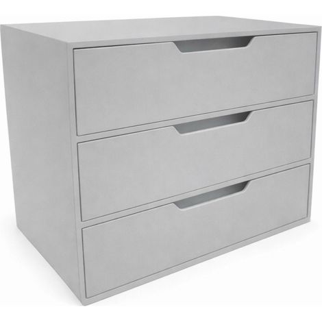Organizador de escritorio gris de 3 cajones para oficina o taller.
