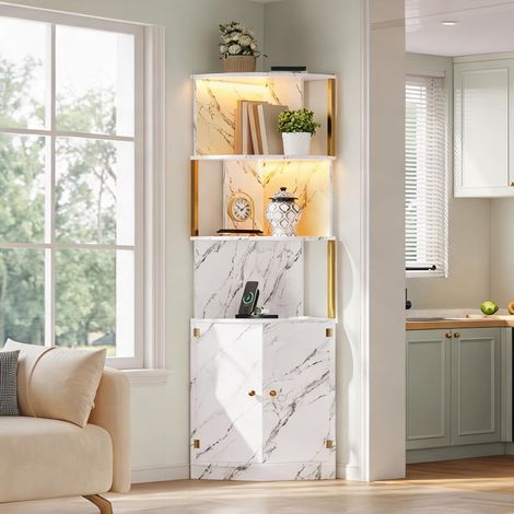Buffet coloris blanc en MDF 38 x 38 x 180 cm (1/5)