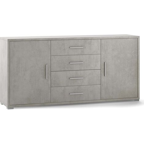 Credenza moderna 2 ante 4 cassetti mobile buffet soggiorno Cleore - Grigio (1/5)