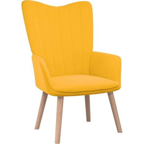 Chaise de relaxation Fauteuil relax - Jaune moutarde Velours BonneVie-26599 (1/5)