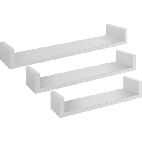 Set di 3 Mensole da Muro, Mensole Muro Design, Mensola da Parete, Bianco, 60x8 p23,7 cm, 50x8 p23,7 cm e 40x8 p23,7 cm - Calamita Maxi (1/4)