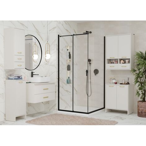 NINA 2dum - mueble de baño - 2 puertas, 2 estantes, mueble bajo lavabo - 60x74x40 cm - cachemire (1/5)