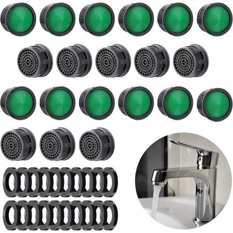 Bardusch-Lot de 20 aérateurs de robinet, pièces de rechange avec joint de cache de robinet, limiteur de débit, insert de filtre, économie d'eau, limiteur de débit pour salle de bain, cuisine (1/5)