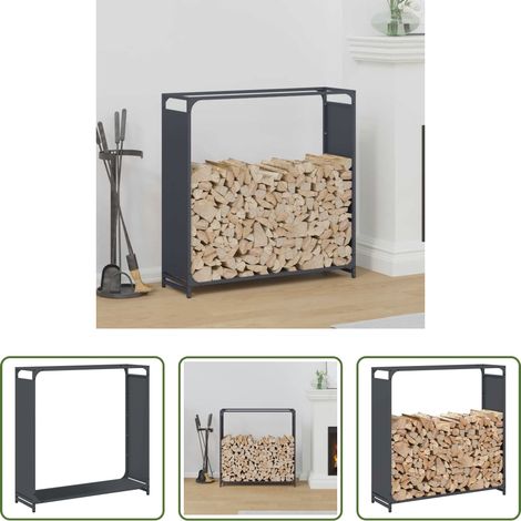vidaXL Stockage de bûches - Portant de bois chauffage anthracite 90x28x90 cm (1/5)