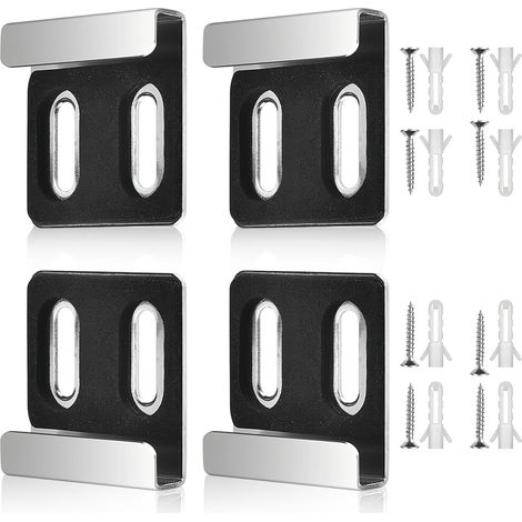 APEX 4 Pièces Fixation Miroir Mural, Double Trous Supports de Miroirs Muraux, Argent Fixation Mural pour Miroir, avec 8 Vis et 8 Chevilles D'expansion, pour Miroirs de 4 à 6 mm D'épaisseur (1/4)