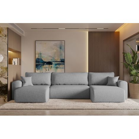 Ecksofa mit schlaffunktion und bettkasten, Sofa U-form, Couch U-form CAPRI Neve Grau (1/4)