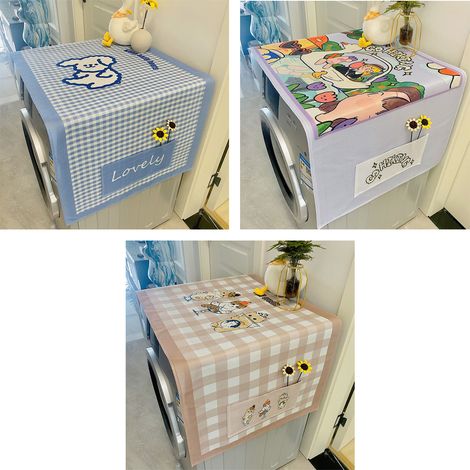 Staubschutzhülle für Kühlschränke im Cartoon-Stil, leuchtende Farben, weiche Baumwoll-Leinen-Mischung, Waschmaschinenabdeckung für Zuhause, Büro und Küche, Hundemotiv, Breite 60 cm und Länge 141 cm (1/5)