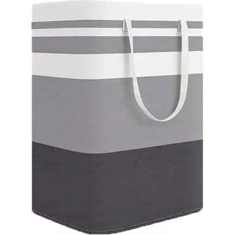 Panier à linge pliable grande capacité avec poignée pratique. Facile à ranger, idéal pour les vêtements, draps, serviettes, jouets, etc. Capacité : 75 litres, gris dégradé.