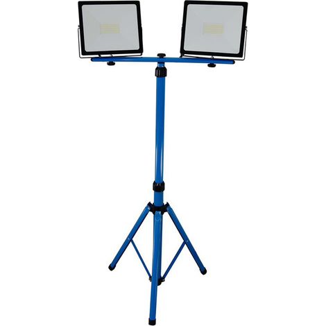 LED Doppel Baustrahler 2x50W IP65 Strahler Arbeitsstrahler Fluter Flutlicht Scheinwerfer mit Teleskop Stativ