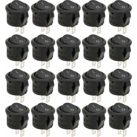 Interrupteur petit rond KCD11 pour électroménager-Noir-20pcs (1/5)