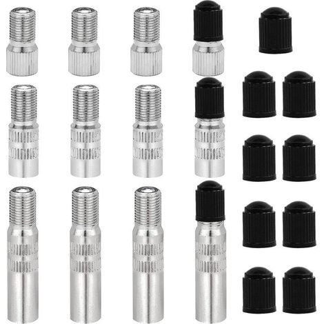 Jeu de 12 rallonges de valve en cuivre étamé avec embouts pour voiture, camion, caravane et fourgonnette (19, 27, 39 mm)