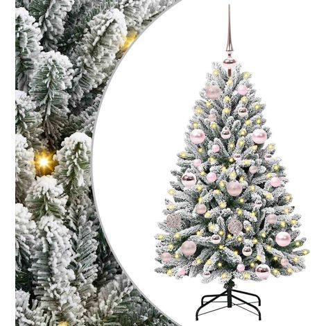 Sapin de Noël  Arbre de Noël artificiel Vert et blanc 120 cm PVC et métal (1/5)