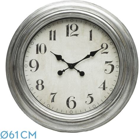 Iniko Wanduhr Silber 61d Retro Nadeln Große Größe (1/4)