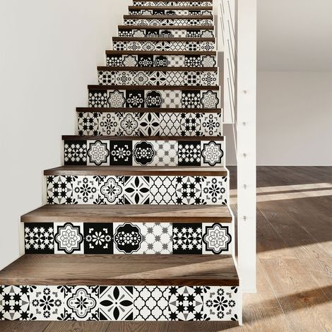 Stickers adhésifs escalier carrelages contremarche - LUIS - 2 bandes de 12.5x87.5cm (1/3)