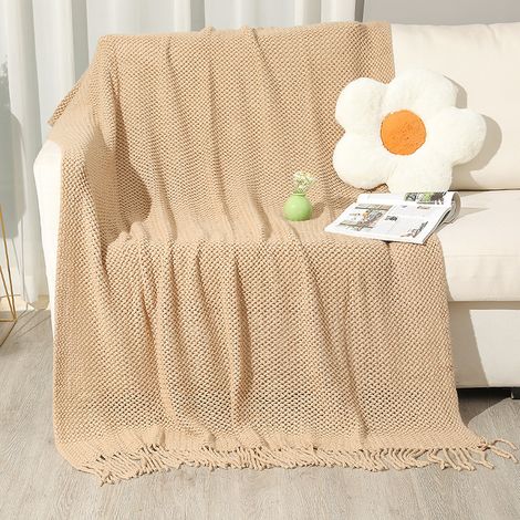 Coperte e plaid con nappe per divani letto, morbida, calda, soffice, accogliente coperta in pile per bambini, adulti, camera da letto, divano, viaggi, gatti, cani (1/2)