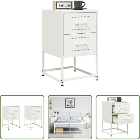 Meuble industriel - Tables de chevet 2 pcs blanc 36x39x60,5 cm acier (1/5)