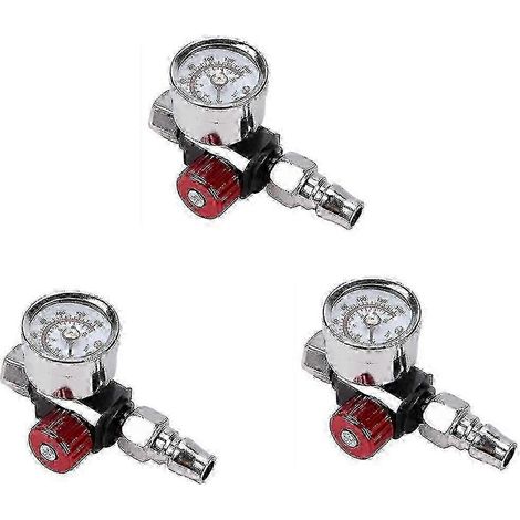 Régulateur de pression d'air pour pistolet à peinture (lot de 3) avec manomètre et adaptateur (1/5)