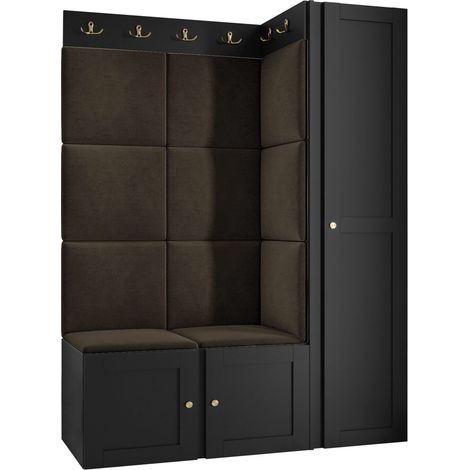 Meuble d'entrée Hartford 377, Polo 877, 186x124x46cm, Tissu, MDF, Stratifié, À poser, Murale (1/5)
