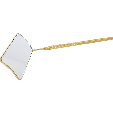 Miroir à cils en acier inoxydable doré, forme éventail, manche moleté, HD, compact et élégant pour femme (1/5)