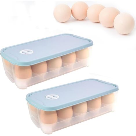 cajas de plástico para huevos, dispensador de huevos para nevera, soporte para almacenar huevos, organizador de cajas de huevos, soporte transparente para huevos para refrigerador, azul (1/5)