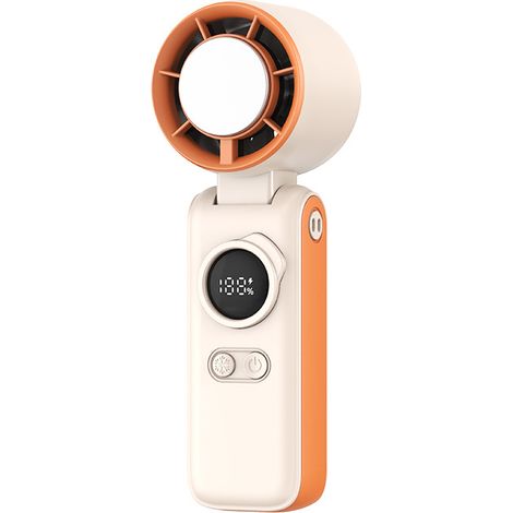 Ventilateur portable mains-libres avec écran numérique, 100 niveaux de vitesse, fonction de refroidissement avec compartiment à glace intégré, design pliable et ultra-compact – idéal pour bureau, exté