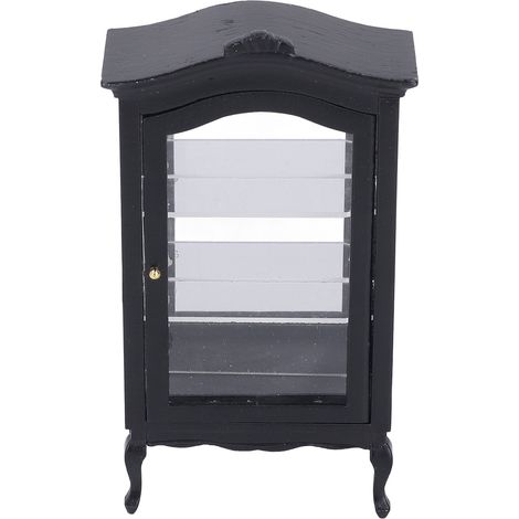 Vitrine miniature pour maison de poupée à l'échelle 1:12, étagère de présentation noire, accessoire pour maison de poupée (1/5)
