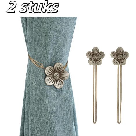 Lot de 2 attaches pour rideaux - Supports de rideaux vintage - Fleurs magnétiques en résine - Fixations pour rideaux - Pinces décoratives pour rideaux - Convient pour la maison, les cafés et les balco (1/5)