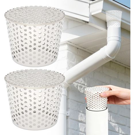Gutter Toad, Rain Water Filter, PVC Gutter (90-110mm-2pcs) Stainless Steel Leaf Gutter Grate, Gutter Filter, Leaf Filter and Branch Filter (1/5)