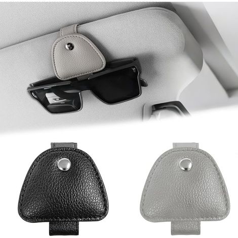 Portaocchiali magnetico per auto in 2 pezzi, accessorio per visiera in pelle, portaocchiali per interni auto, universale, per occhiali da sole, carte, biglietti (1/5)