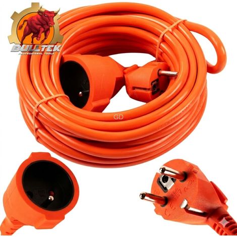 Cable alargador para jardín de 10 m, 3 x 2,5 mm² de grosor, color naranja, marca BullTek. (1/5)