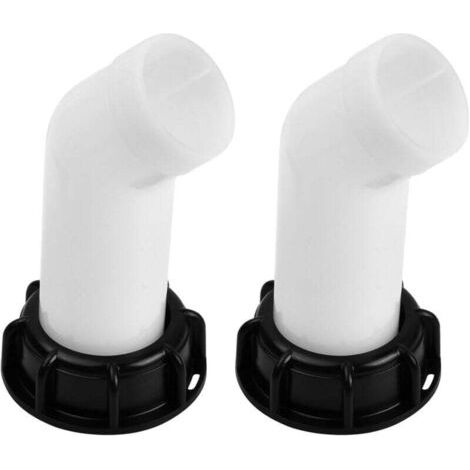 Set of 2 Drain Spouts with Nut, IBC Water Tank Nozzle, Valve Fitting, Extension Hose Nozzle Adapter, Water Tank Adapter, for IBC Tank Tap Connection, 60 MM (White)