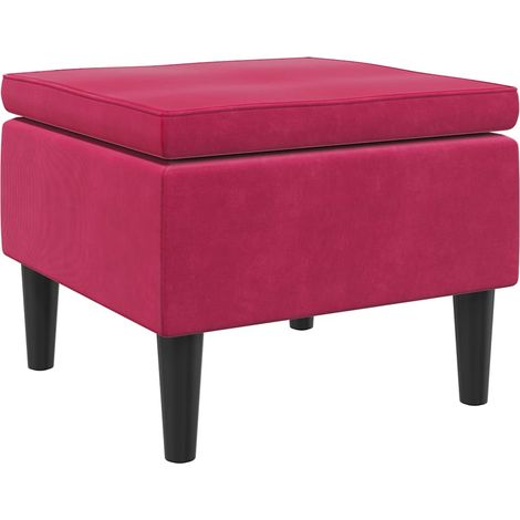 Tabouret avec pieds en bois Rouge bordeaux Velours