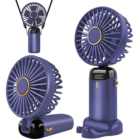 Ventilateur portable rechargeable par USB avec 5 vitesses,mini ventilateur de bureau pliable avec écran LED pour la maison, le bureau,la chambre à coucher, les voyages en plein air (Violette) (1/5)