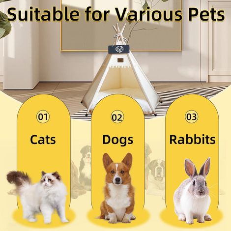 Tipi pour Chien et Chat, Maison de Couchage pour Animaux, Tente de Jeu Douce et Confortable (1/5)