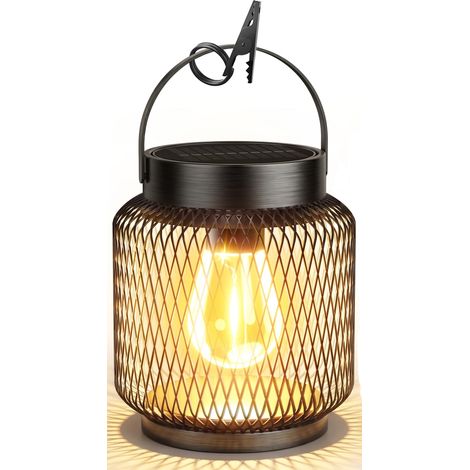 Lot de 1 lanternes solaires métalliques – Ultra-brillantes, étanches – Jusqu’à 15 h d’éclairage – Design moderne – Idéales pour jardin, terrasse, allée et arbre (1/5)