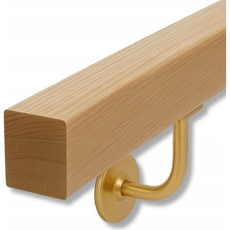 Handlauf Aus Massivem Eichenholz Mit 2 Kostenlosen Wandhaltern, Treppenhandlauf, 5,5 x 4,3 x 100 cm