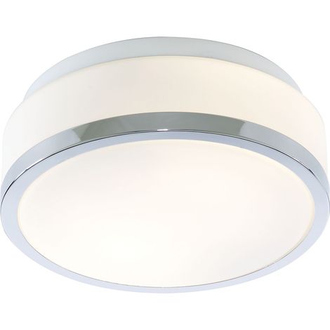 Plafoniera Contemporanea Formaggio Acciaio Cromo Vetro Bianco 1 Luce E27 23Cm (1/5)