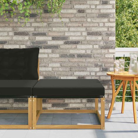 vidaXL Outdoor Footstool Solid Acacia Wood and Textilene White