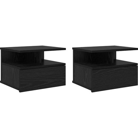 Maison Exclusive - Schwebender Nachttisch 2 pcs Schwarz Eichen-Op