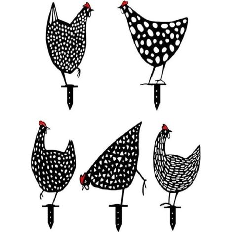 5 pièces statues poule décoratives, artisanales avec piquets pelouse, imitation cour de ferme, décoration jardin et intérieur