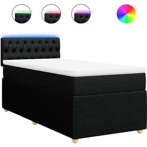 Maison Exclusive - Sommier à lattes de lit et matelas Noir 80x200 cm Tissu (1/5)